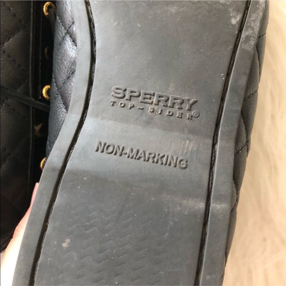 Black Sperry 9.5 Quilted Loafer Shoes flats boat loafers work shoes comfortable - Picture 7 of 8